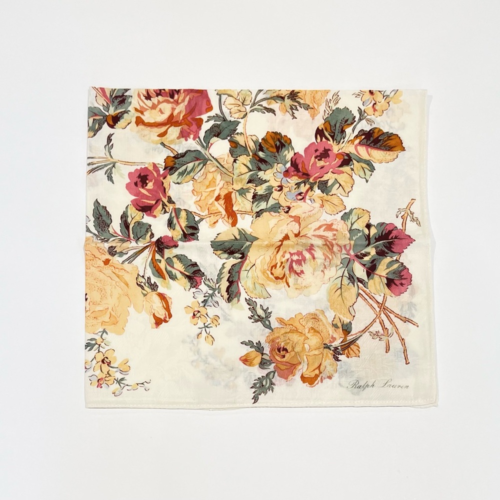 Ralph Lauren Pink and White Floral Cotton Bandana Scarf - Picture 9 of 12